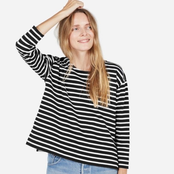 Everlane Tops - Everlane Striped Long Sleeves Boxy Top